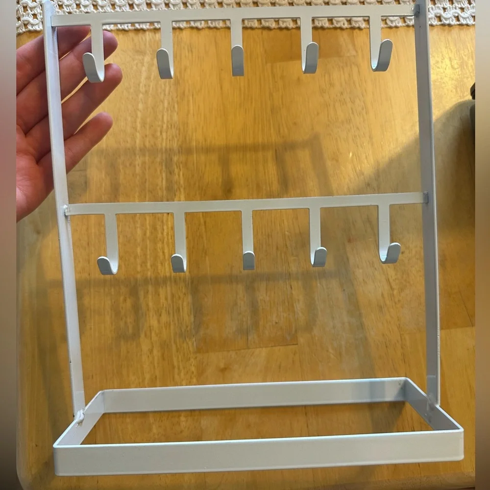 Tabletop Hook Rack Necklace Jewelry Holder White